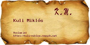 Kuli Miklós névjegykártya
